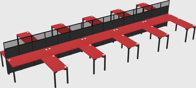Shared l-shape cubicle