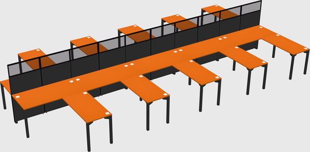 Shared l-shape cubicle