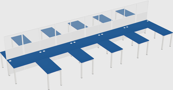 Shared l-shape cubicle