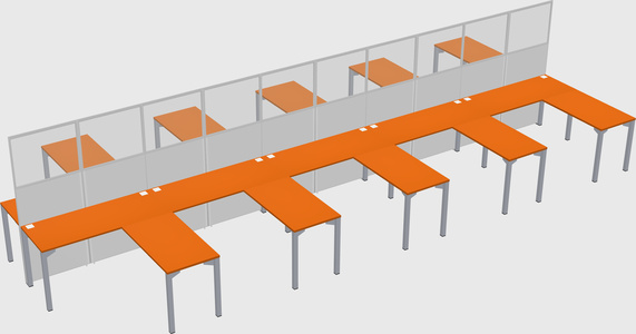 Shared l-shape cubicle