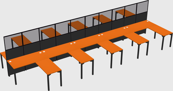 Shared l-shape cubicle