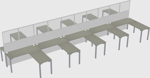 Shared l-shape cubicle