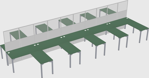 Shared l-shape cubicle
