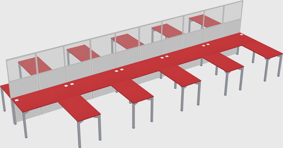Shared l-shape cubicle