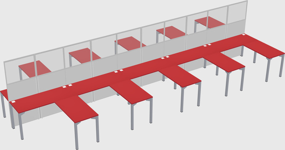 Shared l-shape cubicle