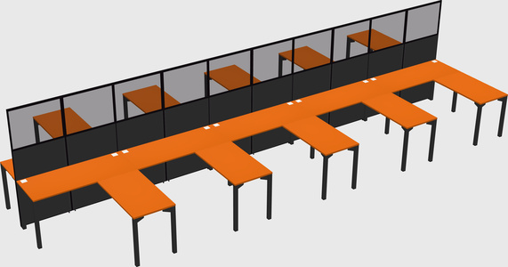 Shared l-shape cubicle