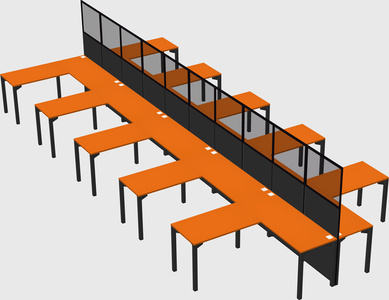 Shared l-shape cubicle