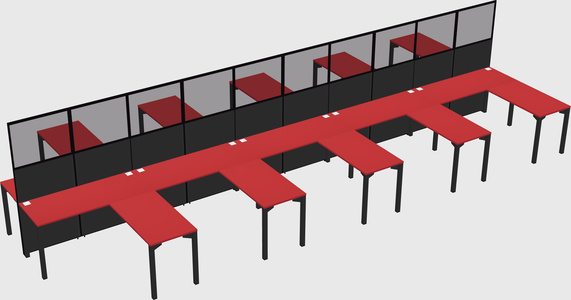 Shared l-shape cubicle