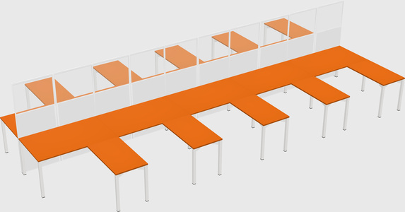 Shared l-shape cubicle