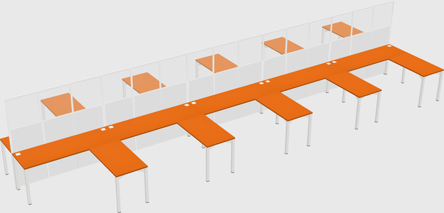 Shared l-shape cubicle