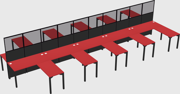 Shared l-shape cubicle