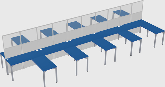 Shared l-shape cubicle