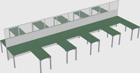 Shared l-shape cubicle