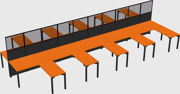 Shared l-shape cubicle