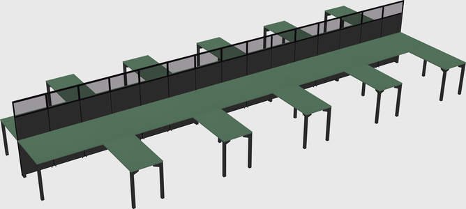 Shared l-shape cubicle