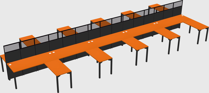 Shared l-shape cubicle