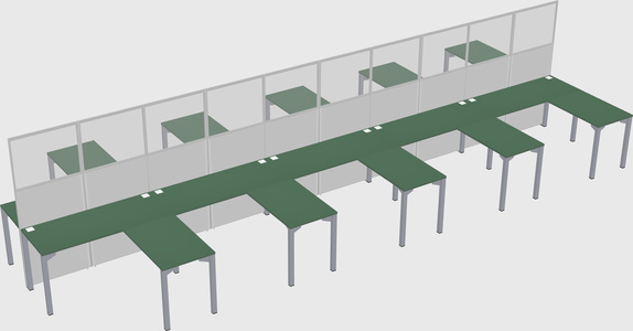 Shared l-shape cubicle