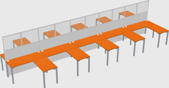 Shared l-shape cubicle