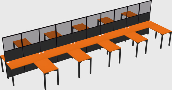Shared l-shape cubicle