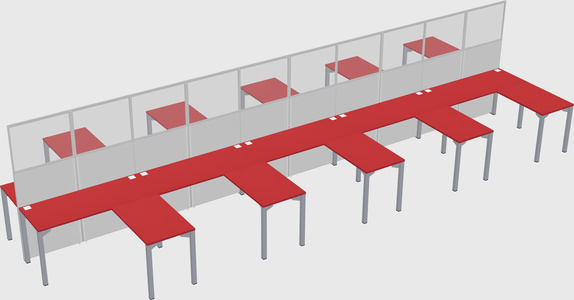 Shared l-shape cubicle