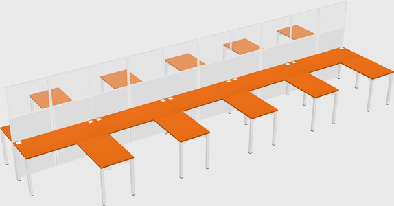 Shared l-shape cubicle