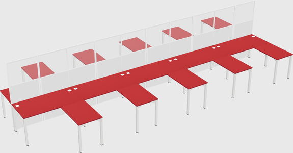 Shared l-shape cubicle