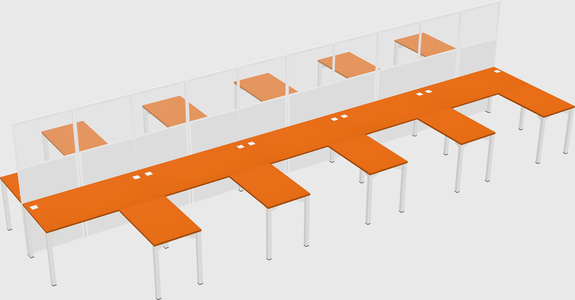 Shared l-shape cubicle