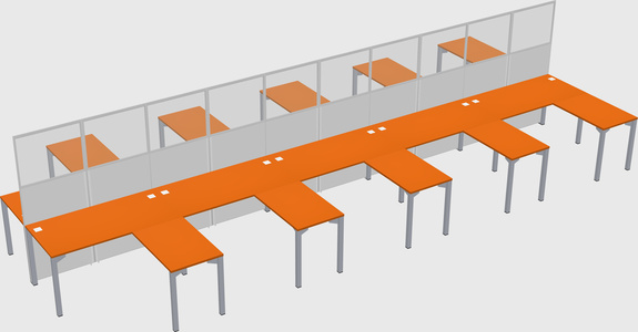Shared l-shape cubicle