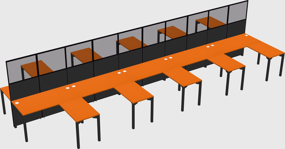 Shared l-shape cubicle