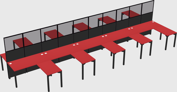 Shared l-shape cubicle