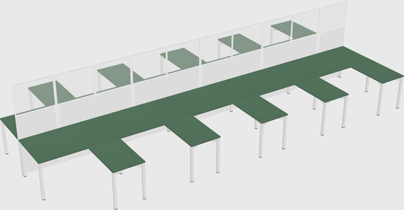 Shared l-shape cubicle