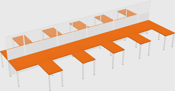 Shared l-shape cubicle