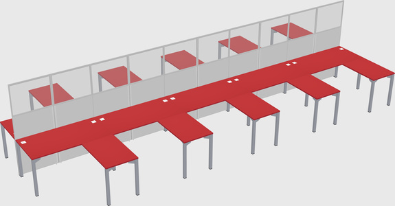 Shared l-shape cubicle