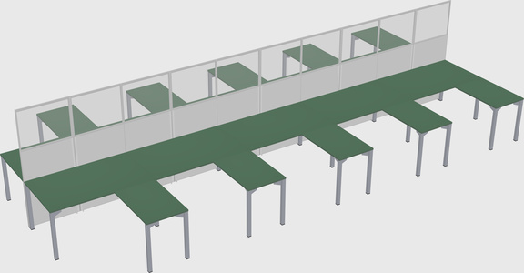 Shared l-shape cubicle