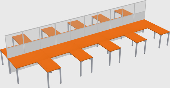 Shared l-shape cubicle