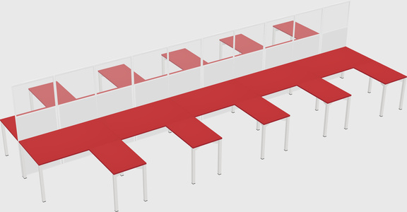Shared l-shape cubicle