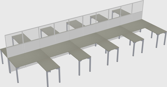 Shared l-shape cubicle