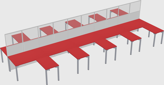 Shared l-shape cubicle