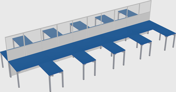 Shared l-shape cubicle