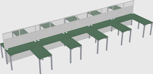 Shared l-shape cubicle