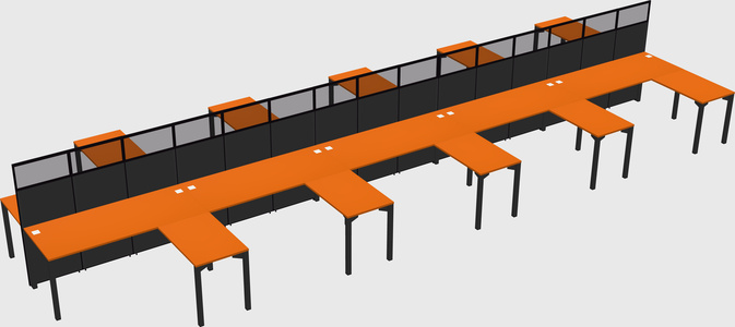 Shared l-shape cubicle