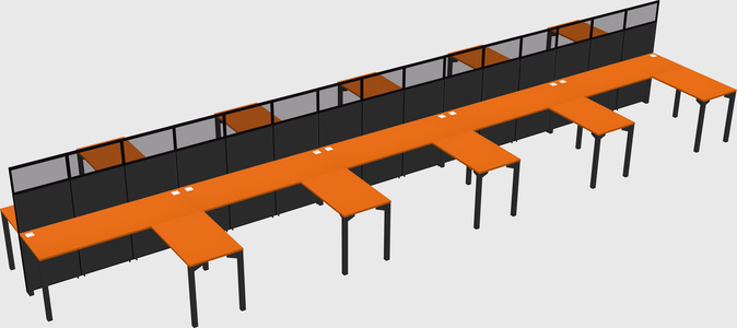 Shared l-shape cubicle