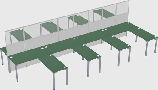 Shared l-shape cubicle