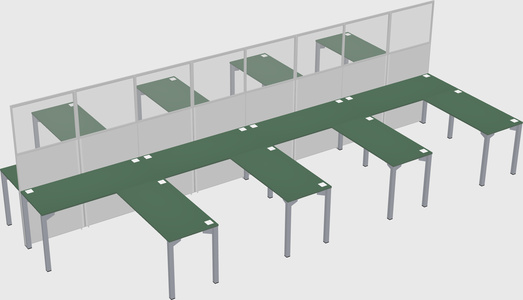 Shared l-shape cubicle