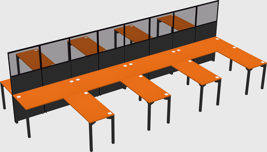 Shared l-shape cubicle