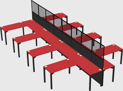 Shared l-shape cubicle