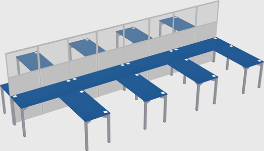 Shared l-shape cubicle