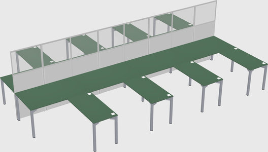 Shared l-shape cubicle