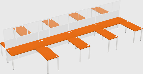 Shared l-shape cubicle