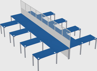 Shared l-shape cubicle